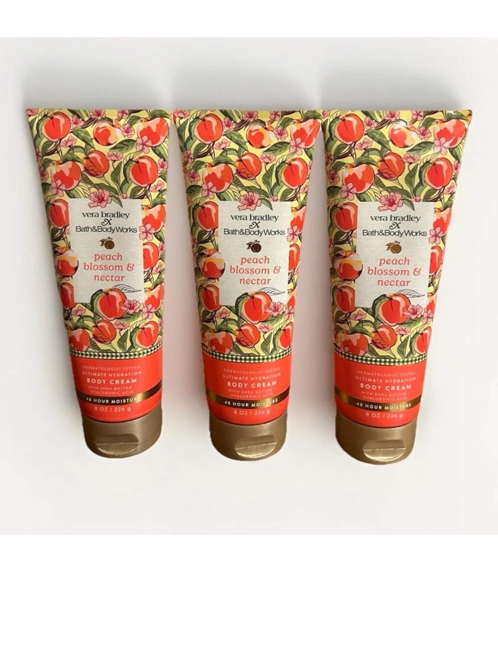 Bath & Body Works Vera Bradley Peach Blossom & Nectar Body Cream, Set of 3, New